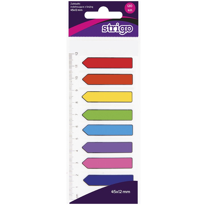 Etichete indexare Strigo adezive 8 paduri 45x12mm 120 file neon