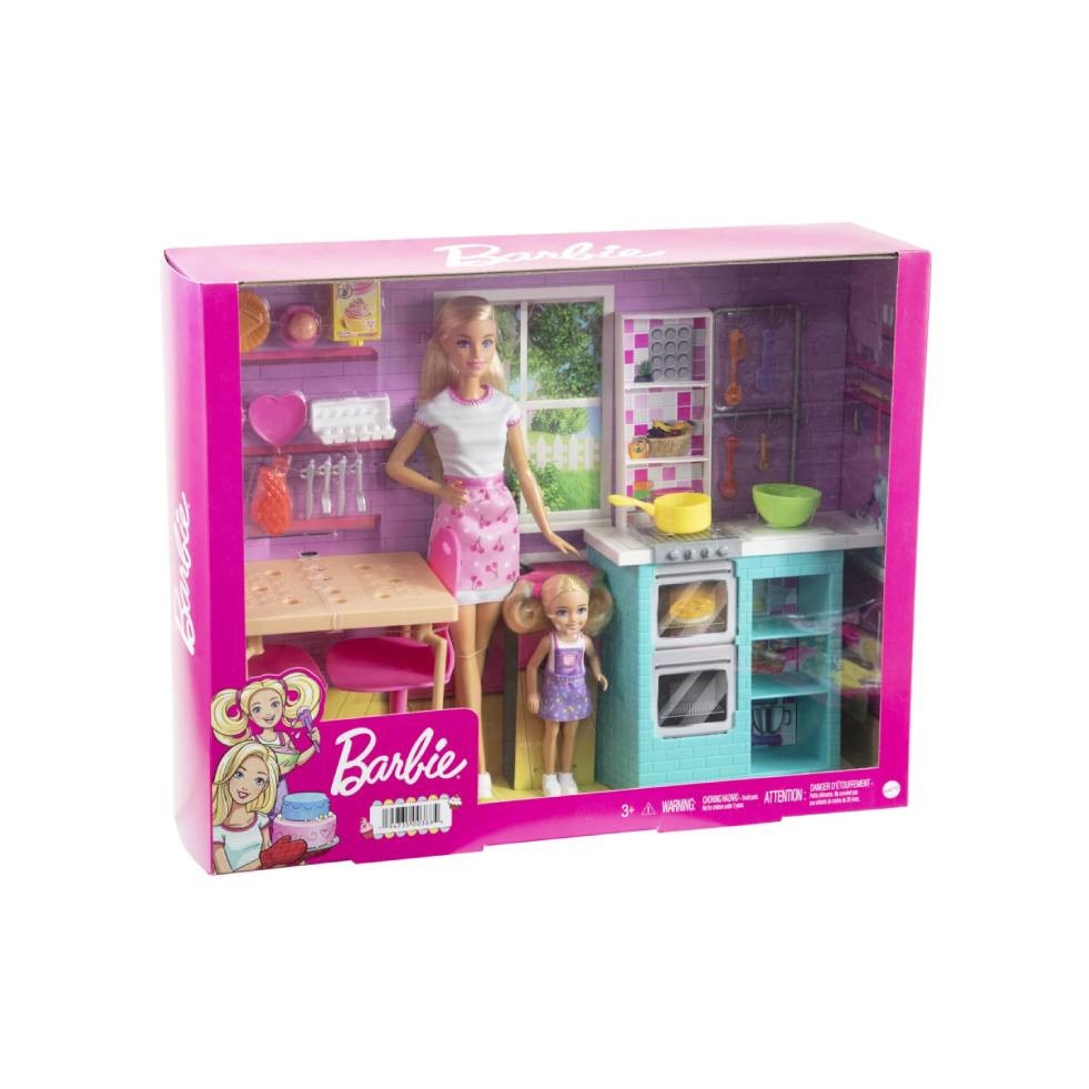 Комплект за игра Barbie, 2 кукли с кухня и аксесоари - eMAG.bg