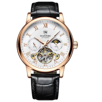 Ceas Tiannbu Sun Moon Star, Automatic, Negru