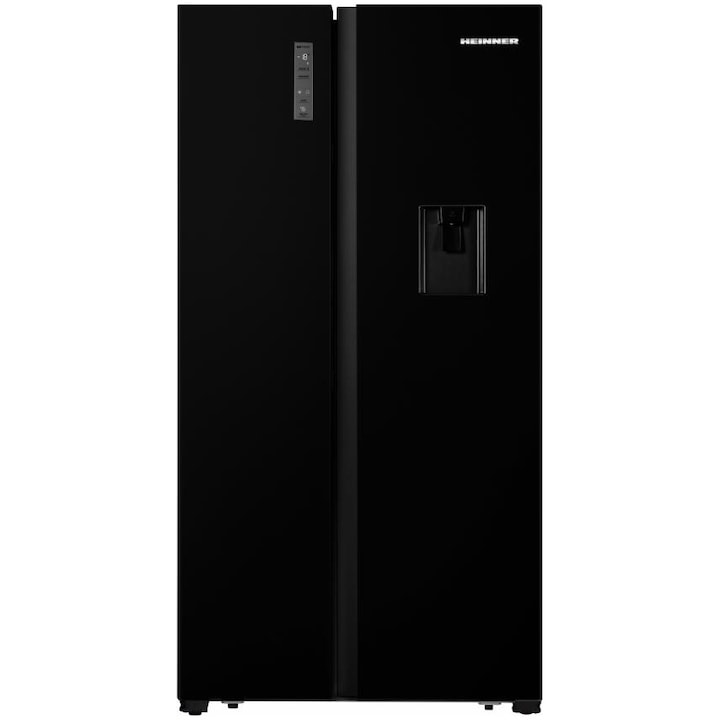 Хладилник Side by side Heinner HSBS-520NFBKWDF+, 519 л, Full No Frost, Multi Air Flow, Диспенсър за вода, Touch Control, Антибактериален филтър, Клас F, H 178.6, Черен