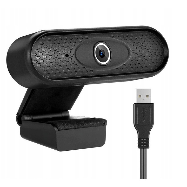 Уеб камера, USB 2.0, Full HD 1080p, Вграден микрофон, Функция за намаляване на шума, Черна
