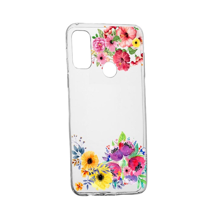 Силиконов калъф Unique за Alcatel 3X, Flowers, Transparent TR 56