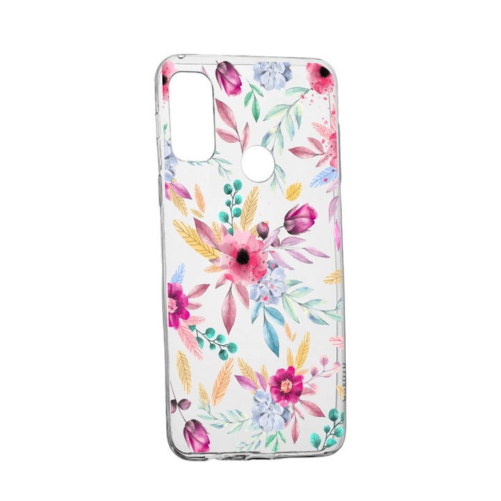 Силиконов калъф Unique за Alcatel 3X, Happy Flowers, Transparent TR 69