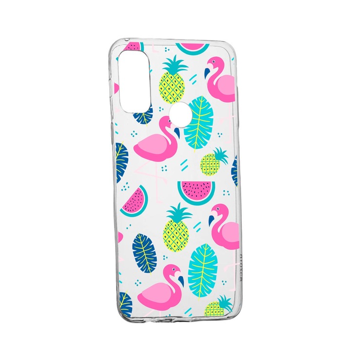 Силиконов калъф Unique за Huawei P Smart (2020), Flamingo, Transparent TR 91
