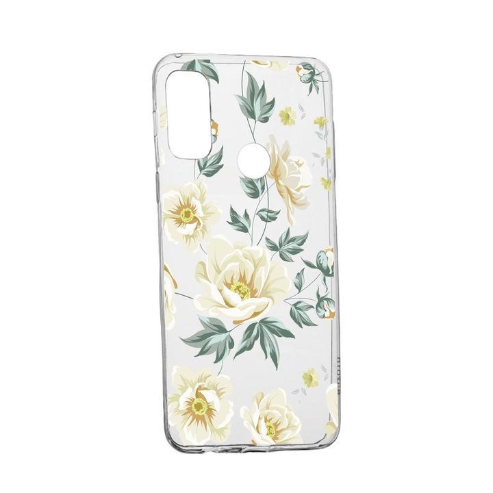 Силиконов калъф Unique за Huawei P Smart (2020), Flowers, Transparent TR 126