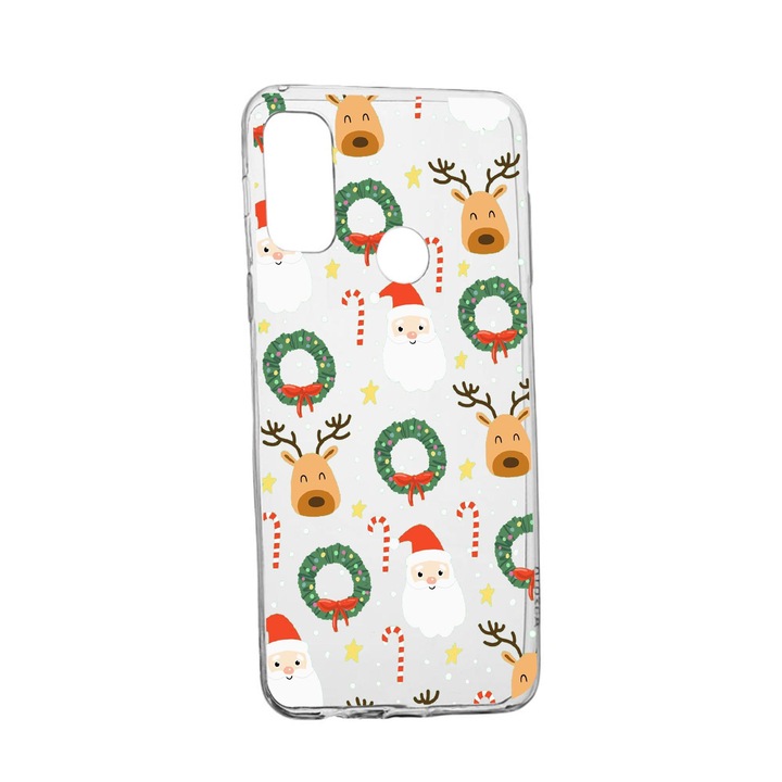 Силиконов калъф Unique за Huawei P Smart (2020), Happy Xmas, Transparent TR 350