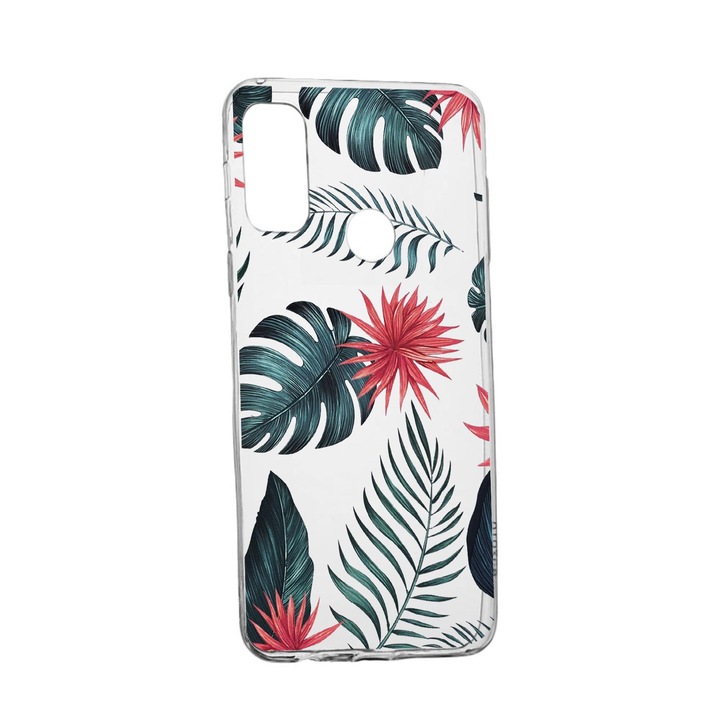 Силиконов калъф Unique за Huawei P Smart (2020), Tropical Flowers, Transparent TR 497