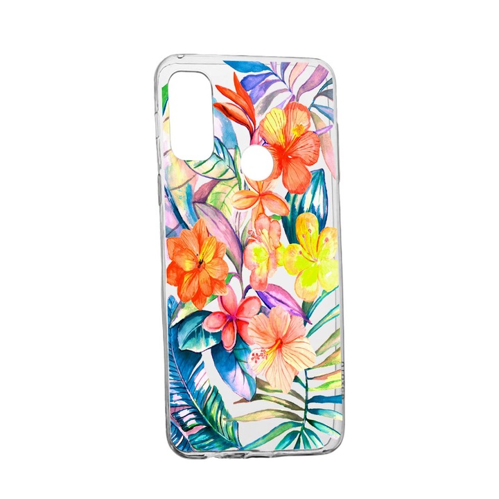Силиконов калъф Unique за Alcatel 3X, Tropical Flowers, Transparent TR 498