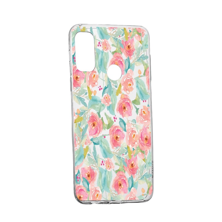 Силиконов калъф Unique за Huawei P Smart (2020), Pastel Colors Collection Flowers, Transparent TR 503
