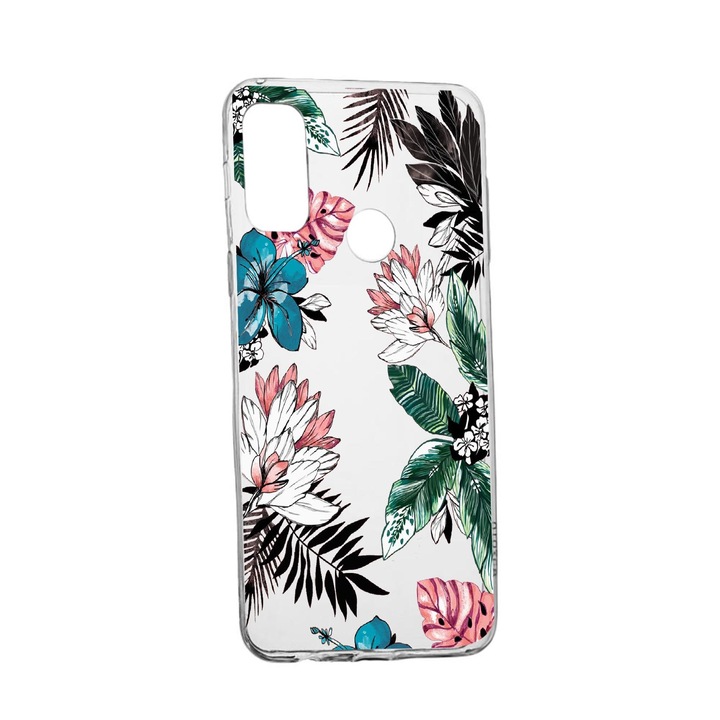 Силиконов калъф Unique за Huawei P Smart (2020), Pastel Colors - Flowers, Transparent TR 500