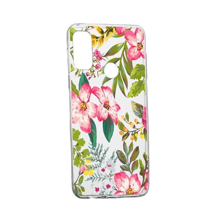 Силиконов калъф Unique за Huawei P Smart (2020), Pastel Colors Collection Flowers, Transparent TR 510