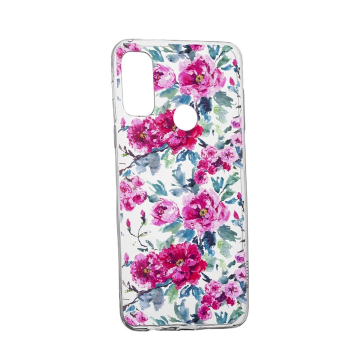 Силиконов калъф Unique за Huawei P Smart (2020), Pastel Colors Collection Flowers, Transparent TR 507