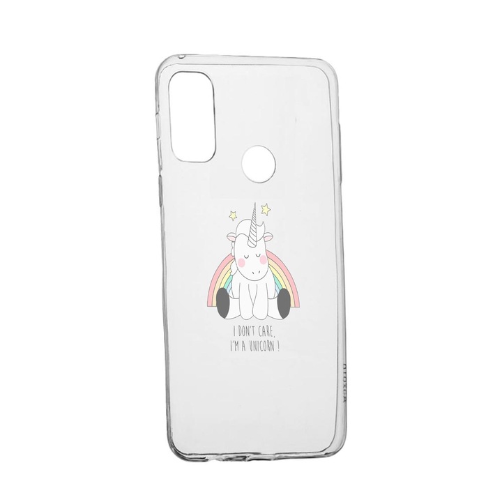 Силиконов калъф Unique за Huawei P Smart (2020), Unicorn - I Don't Care, Transparent TR 524