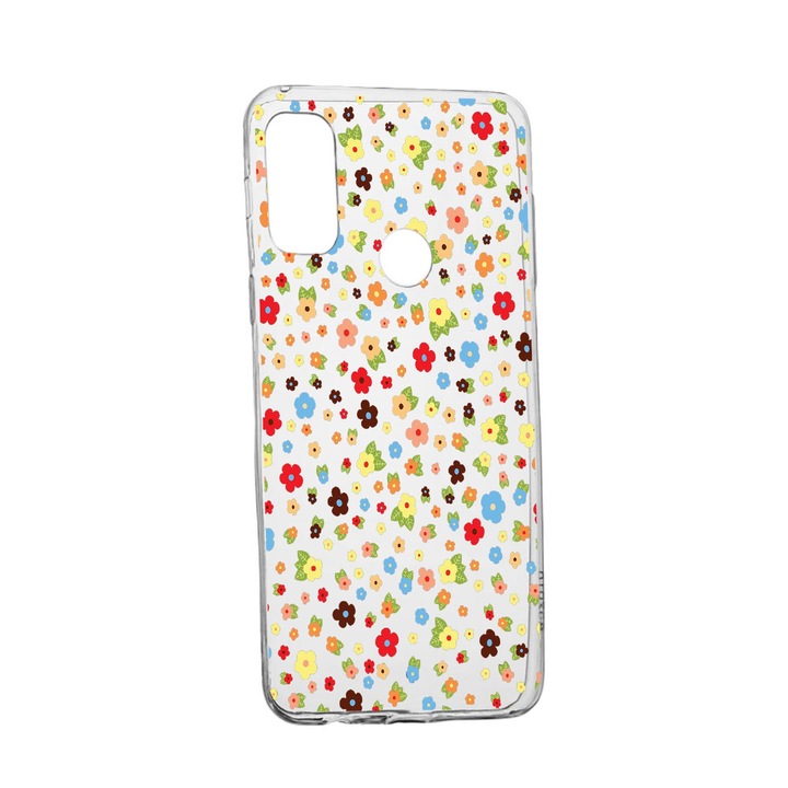 Силиконов калъф Unique за Huawei P Smart (2020), Happy Little Flowers, Transparent TR 501