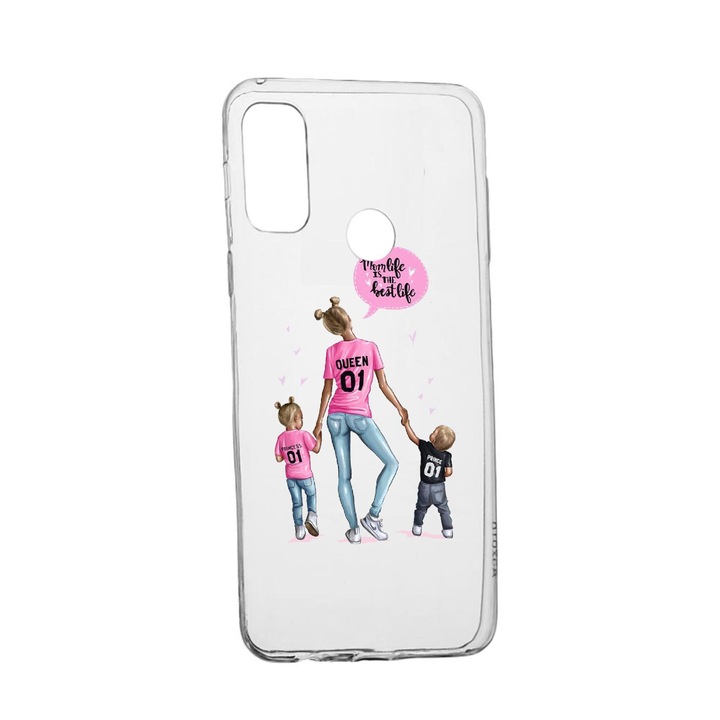 Силиконов калъф Unique за Alcatel 3X, Mom Life Boy And Girl, Transparent TR 557
