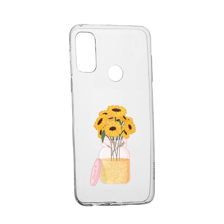 Силиконов калъф Unique за Huawei P Smart (2020), Sun Flower, Transparent TR 639