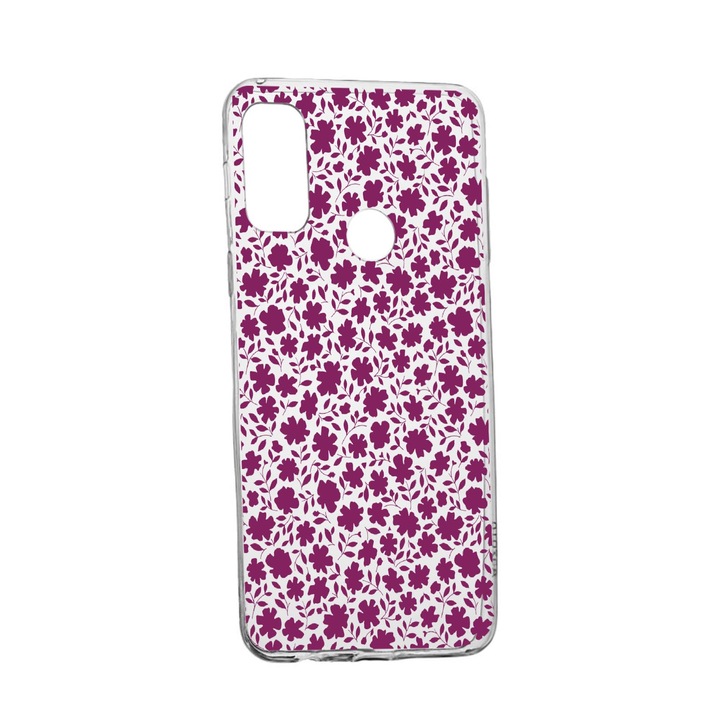 Силиконов калъф Unique за Huawei P Smart (2020), Flowers Pattern, Transparent TR 627