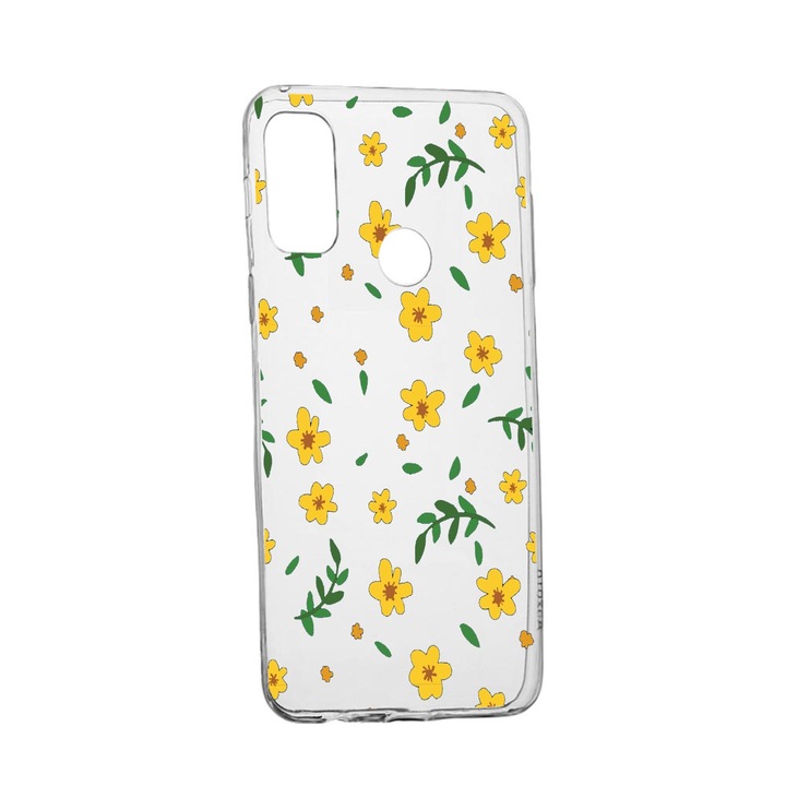 Силиконов калъф Unique за Alcatel 3X, Little yellow flowers, Transparent TR 696