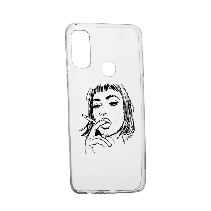Силиконов калъф Unique за Huawei P Smart (2020), Smoking Woman, Transparent TR 749