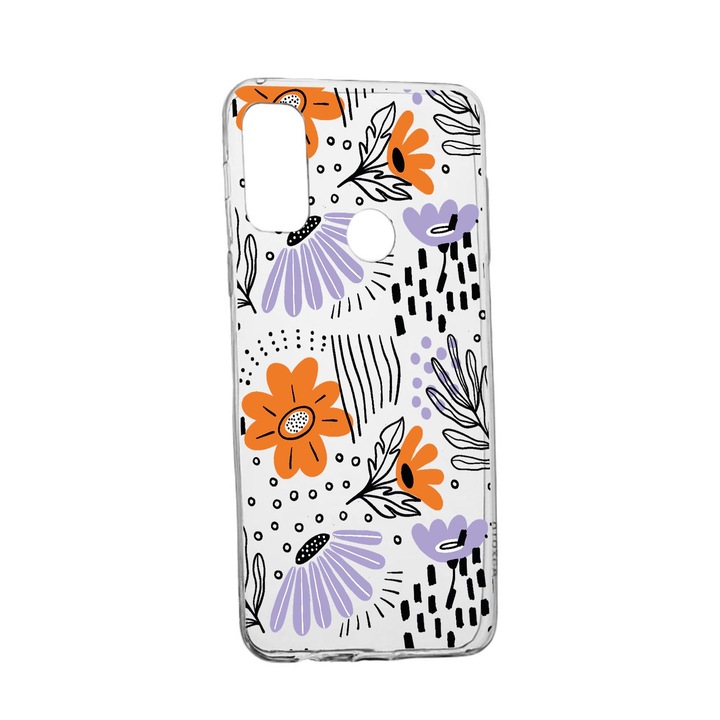 Силиконов калъф Unique за Alcatel 3X, Flowers - Pastel Colors, Transparent TR 757