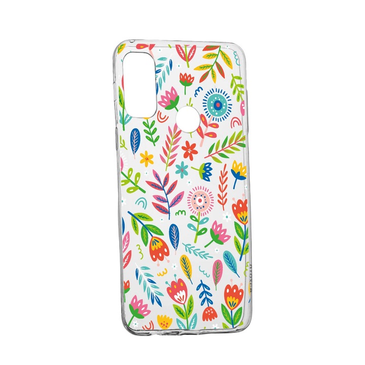 Силиконов калъф Unique за Huawei P Smart (2020), Happy Flowers, Transparent TR 756