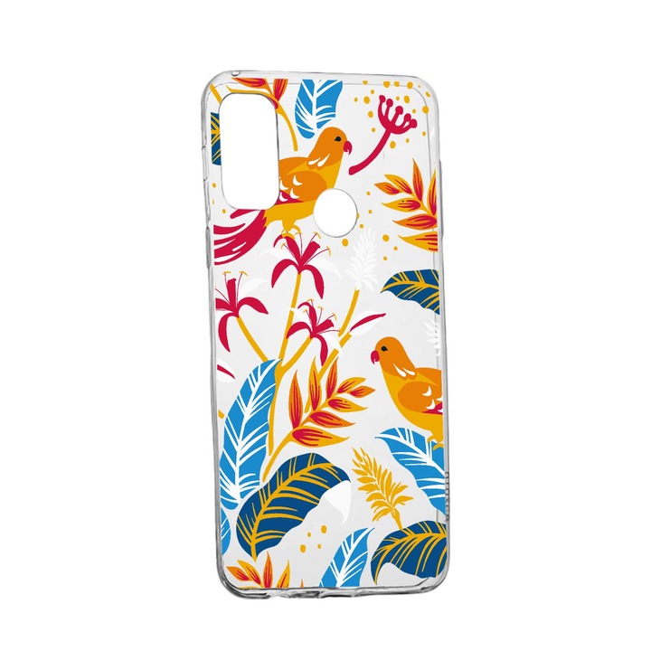 Силиконов калъф Unique за Huawei P Smart (2020), Colored Birds, Transparent TR 769