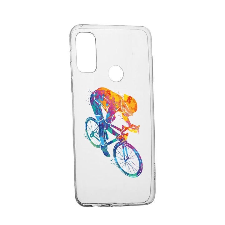 Силиконов калъф Unique за Huawei P Smart (2020), Cyclist Colorful, Transparent TR 793