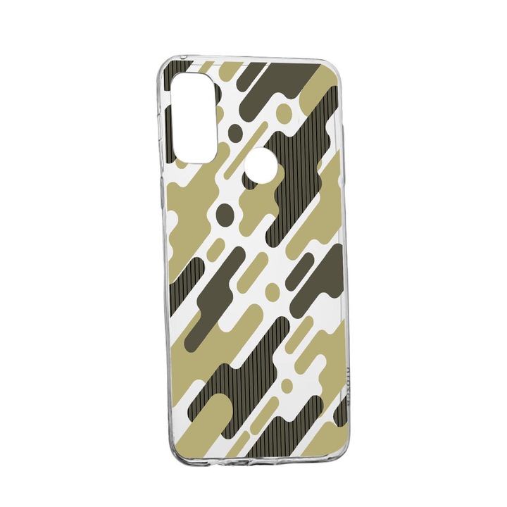 Husa Silicon Compatibila cu Motorola Moto E20, Green Camouflage, rezistenta la uzura, anti-alunecare, 811