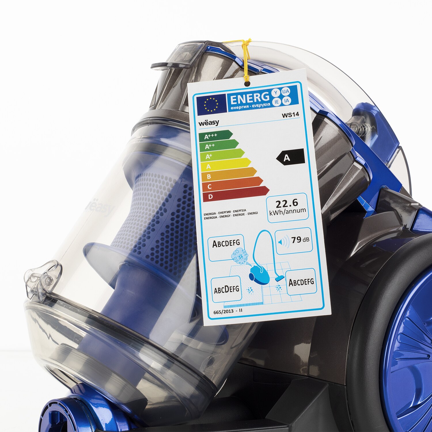 Aspirator fara sac WS14, Weasy, Consum de energie: A, Capacitate rezervor: 2 L, Albastru