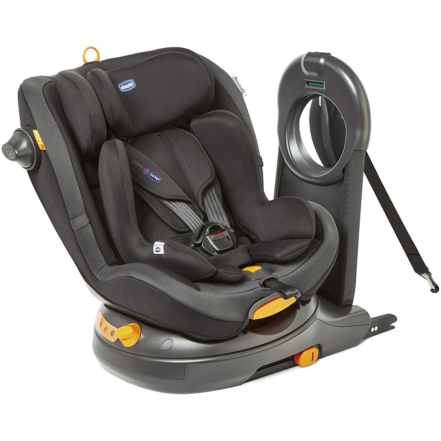 Scaun auto rotativ 360 Chicco AroundU iSize, Isofix, JetBlack, 0