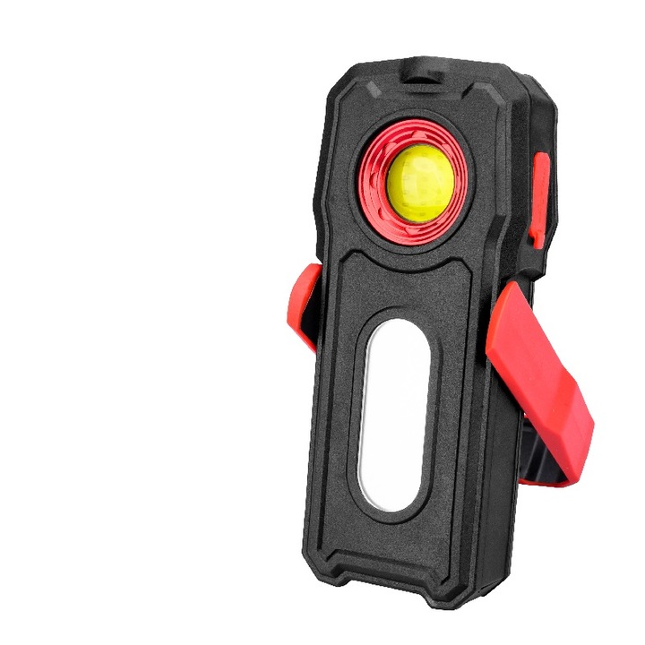 Lampa de lucru portabila Cob, LED, ABS/Aluminiu, 8W, 500 LM, 2000 mAh, Negru/Rosu