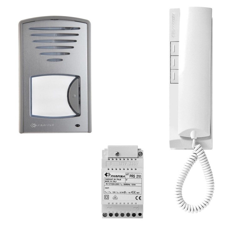 Kit interfon, Farfisa, tip 1CKSD cu un interfon EX311, cablaj 1+n cu sonerie, alb