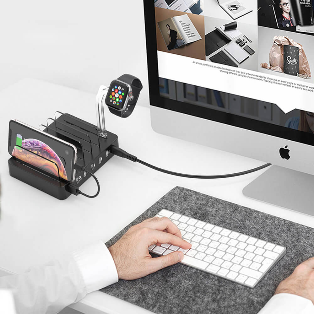 Choetech 6 Port USB Chargin Station with Apple Watch Stand - док ...