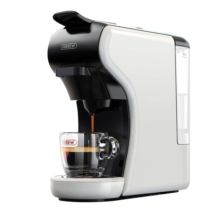 Мултифункционална 4 в 1 Еспресо Кафемашина HiBrew, кафе и опция за капсули,, 1450 w, 19 bar, Бяла