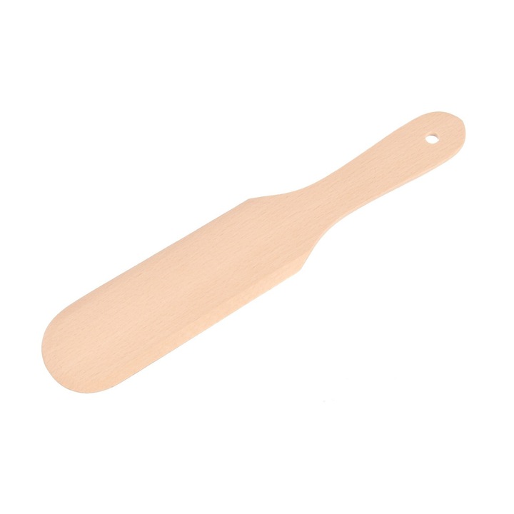 Spatula ovala de bucatarie, Lemn, 29 cm, Bej