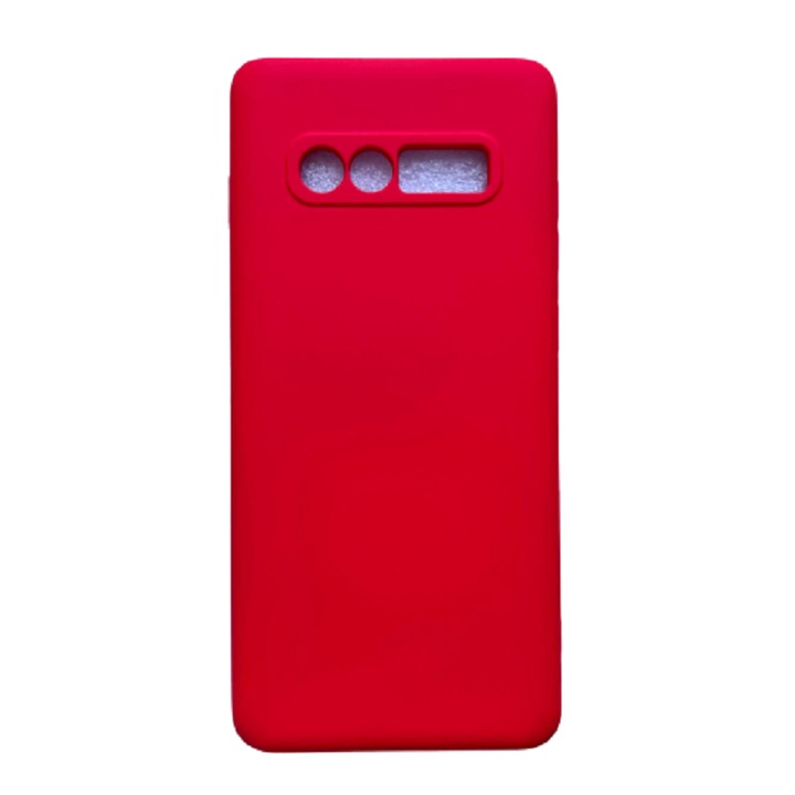 Szilikon borítás kameravédelemmel és belül mikroszálas, kompatibilis a Samsung Galaxy S10+ / S10 Plus / Red telefonnal