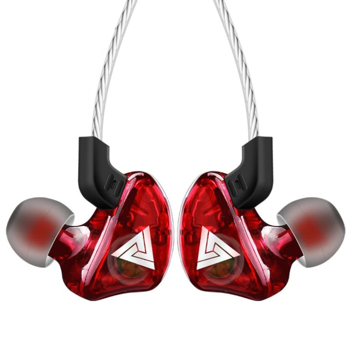 OEM AK6 vezetékes audio fejhallgató, 3,5 mm-es Jack dugó, mikrofon, vörös színben