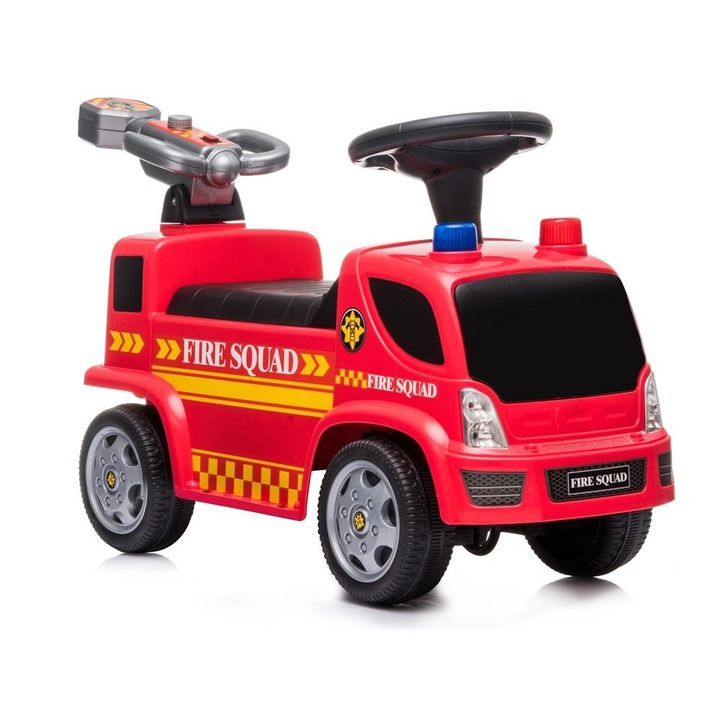Masinuta de pompieri pentru copii Leantoys, Cu sunete si tun pentru baloane de sapun, 1-3 ani, Rosu