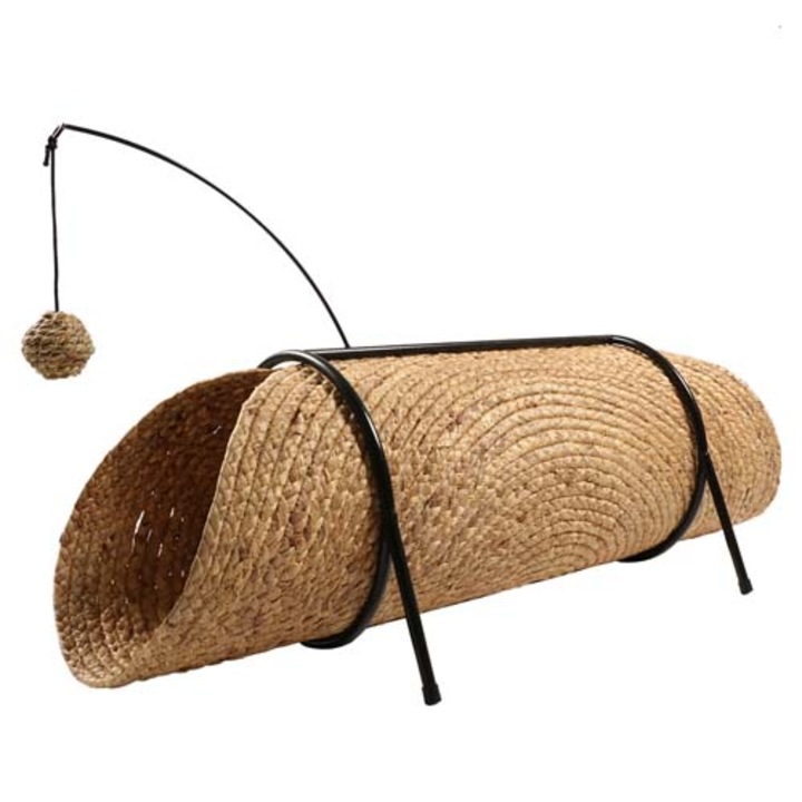 Ebi D&D Játszóalagút macskának labdával vízi jácintból 80x36x25cm