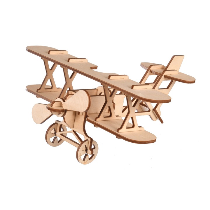 3D Puzzle, Fa, Repülőgép, 18x22 cm