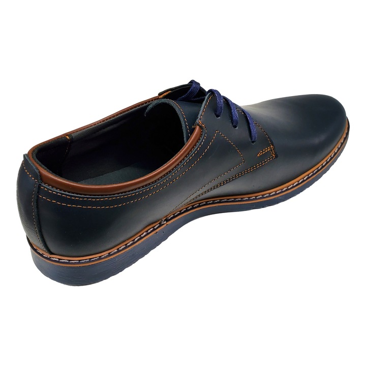 Pantofi barbatesti din piele naturala romanesti, bleumarin, 39