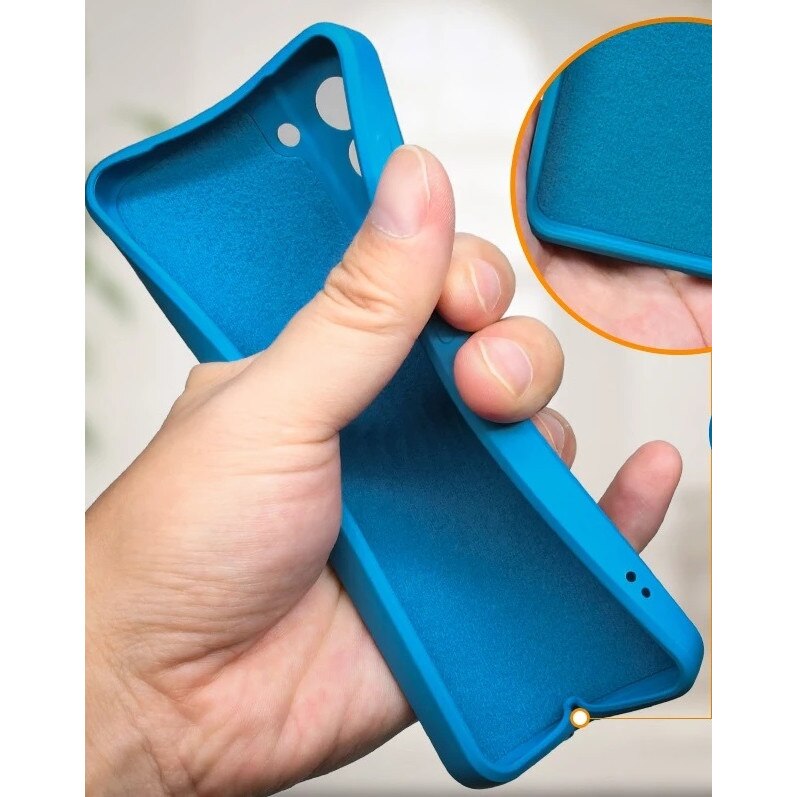 Husa silicon antisoc protectie camera cu microfibra in interior compatibila cu Samsung Galaxy S21 FE 5G, Albastru