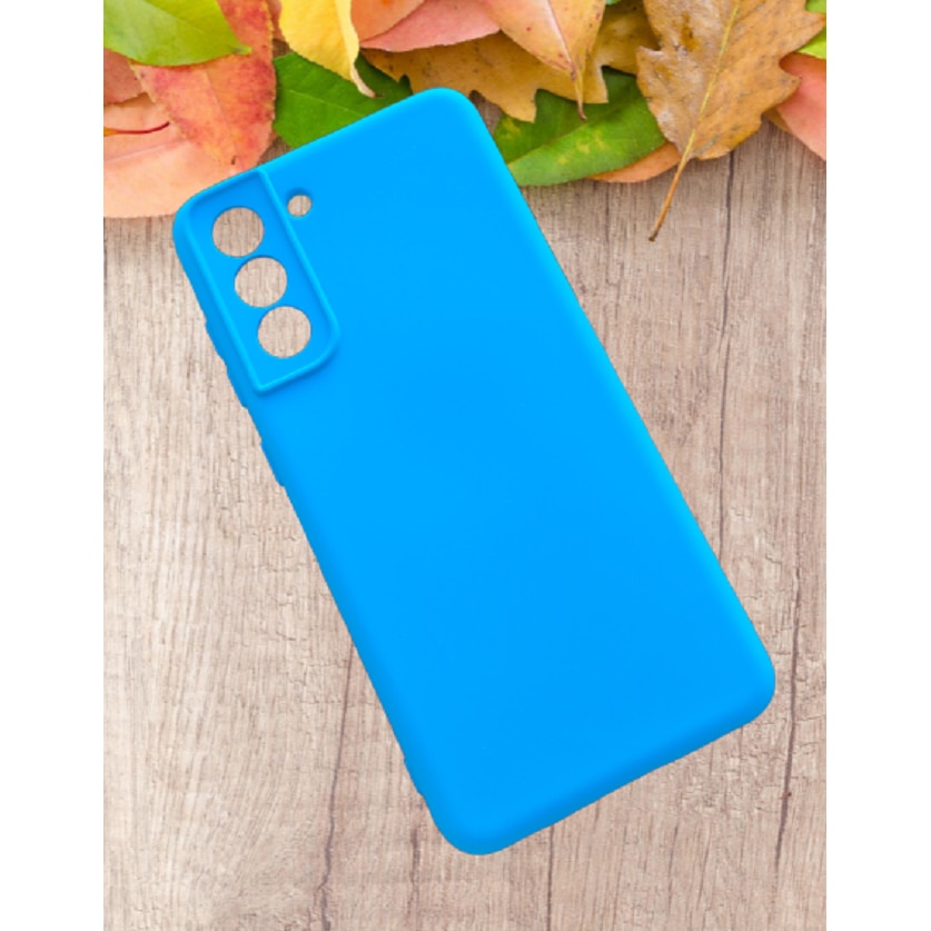 Husa silicon antisoc protectie camera cu microfibra in interior compatibila cu Samsung Galaxy S21 FE 5G, Albastru