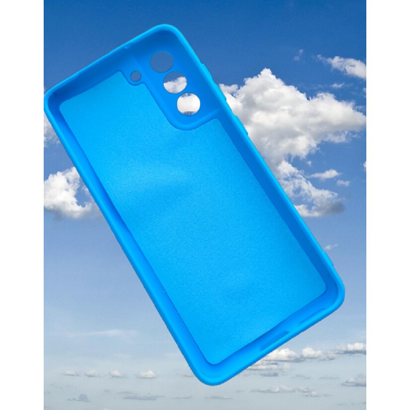 Husa silicon antisoc protectie camera cu microfibra in interior compatibila cu Samsung Galaxy S21 FE 5G, Albastru