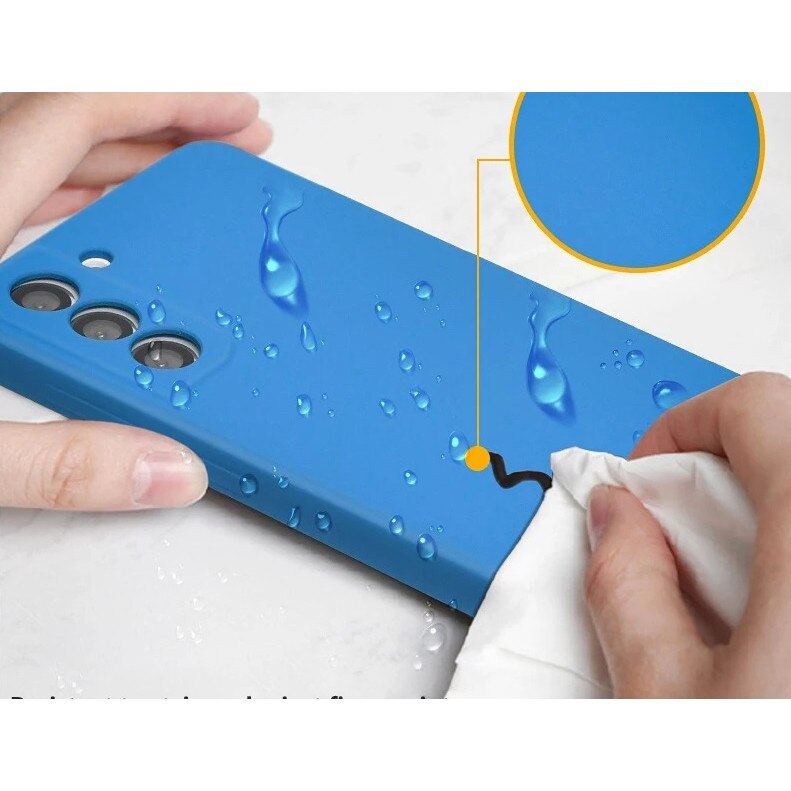 Husa silicon antisoc protectie camera cu microfibra in interior compatibila cu Samsung Galaxy S21 FE 5G, Albastru
