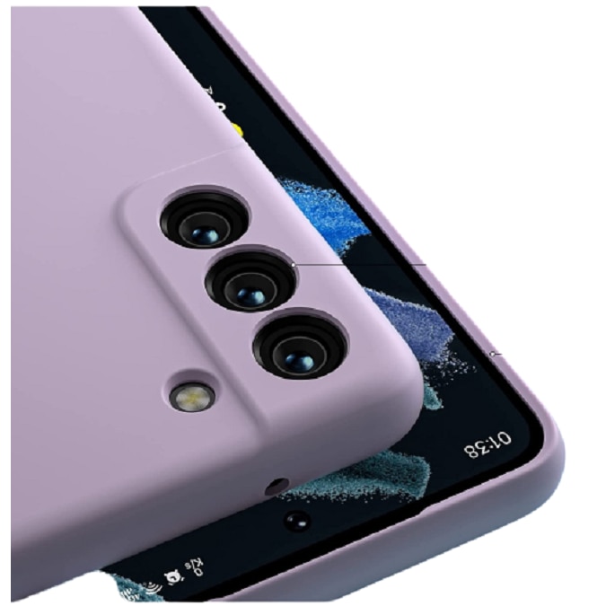 Husa silicon antisoc protectie camera cu microfibra in interior compatibila cu Samsung Galaxy S21 FE 5G, Mov
