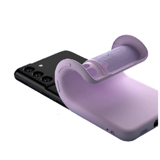 Husa silicon antisoc protectie camera cu microfibra in interior compatibila cu Samsung Galaxy S21 FE 5G, Mov
