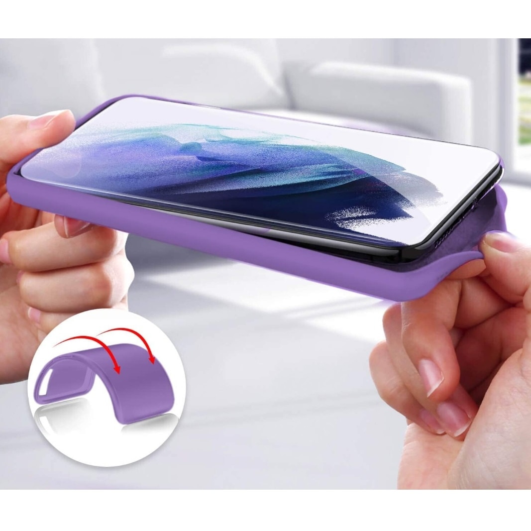 Husa silicon antisoc protectie camera cu microfibra in interior compatibila cu Samsung Galaxy S21 FE 5G, Mov