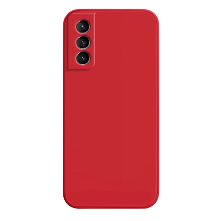Противоударен силиконов защитен протектор за камера с микрофибърна вътрешна страна, съвместим с Samsung Galaxy S21 FE 5G, червен