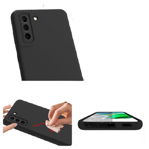 Husa silicon antisoc protectie camera cu microfibra in interior compatibila cu Samsung Galaxy S21 FE 5G, Negru